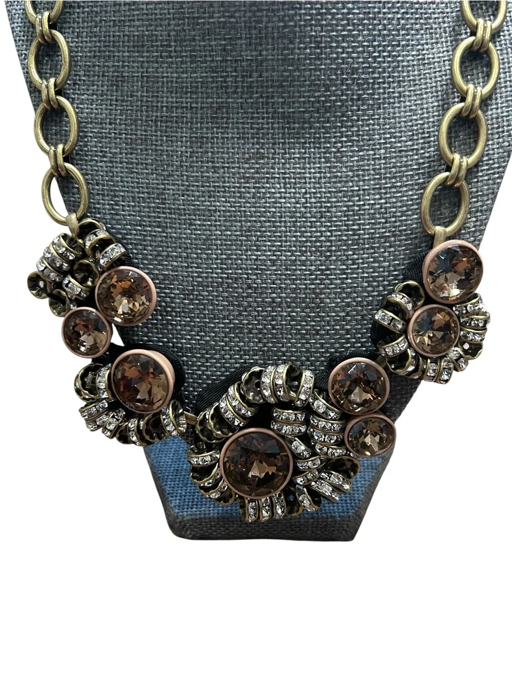 NWOT J. Crew brulee crystal rhinestone necklace statement Y2K gold bronze